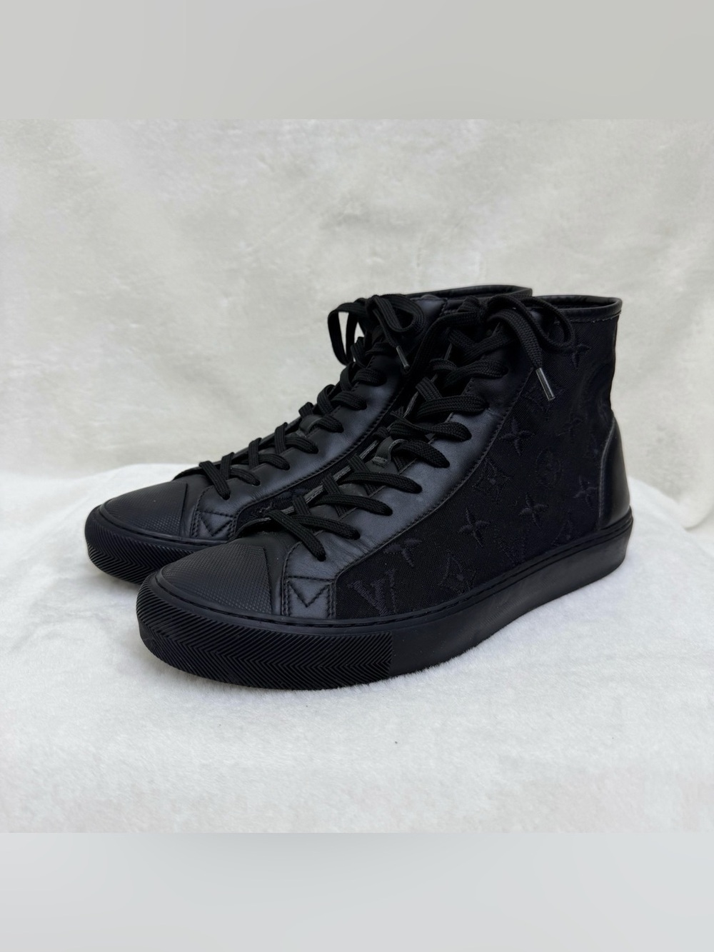 Louis Vuitton Black High-Top Monogram Sneakers